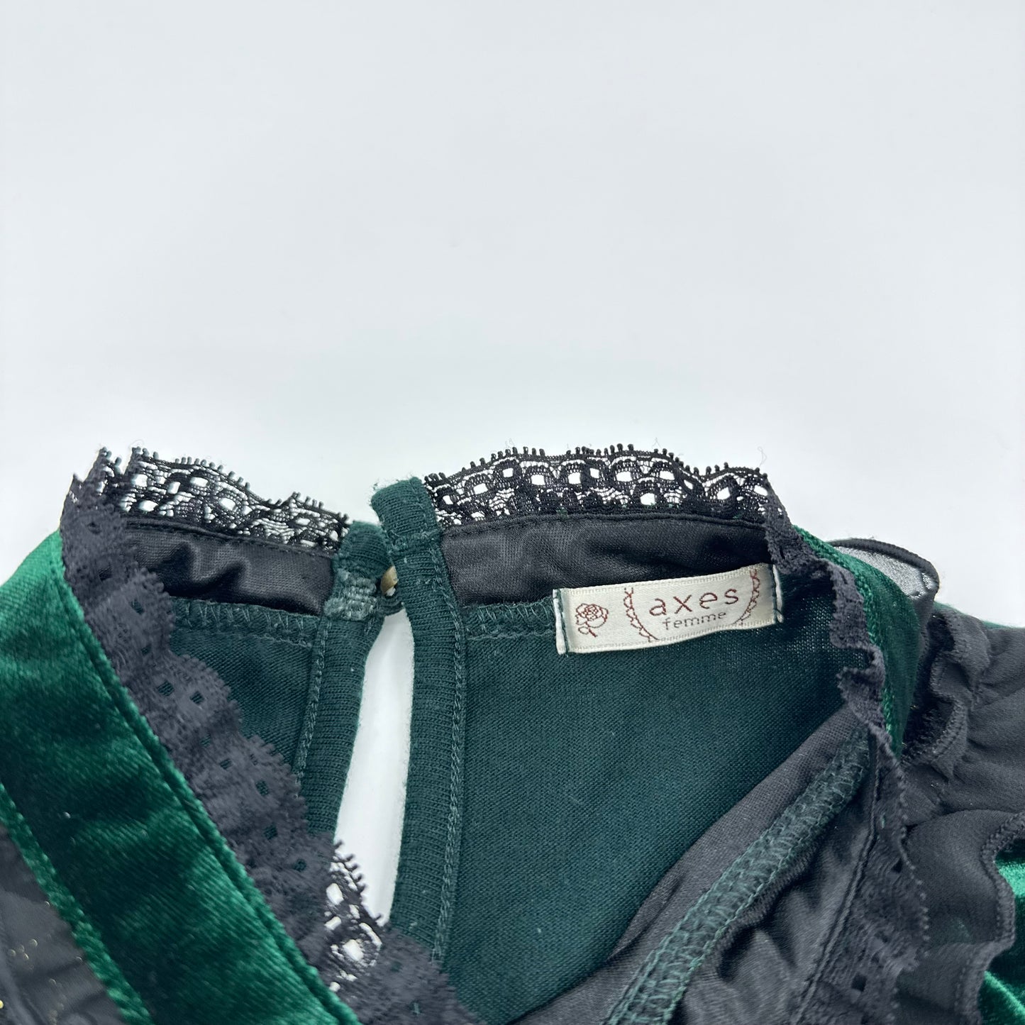 Axes Femme Emerald Velvet Lace Tunic Blouse