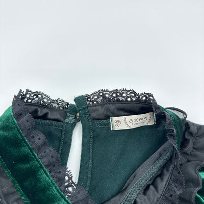Axes Femme Emerald Velvet Lace Tunic Blouse