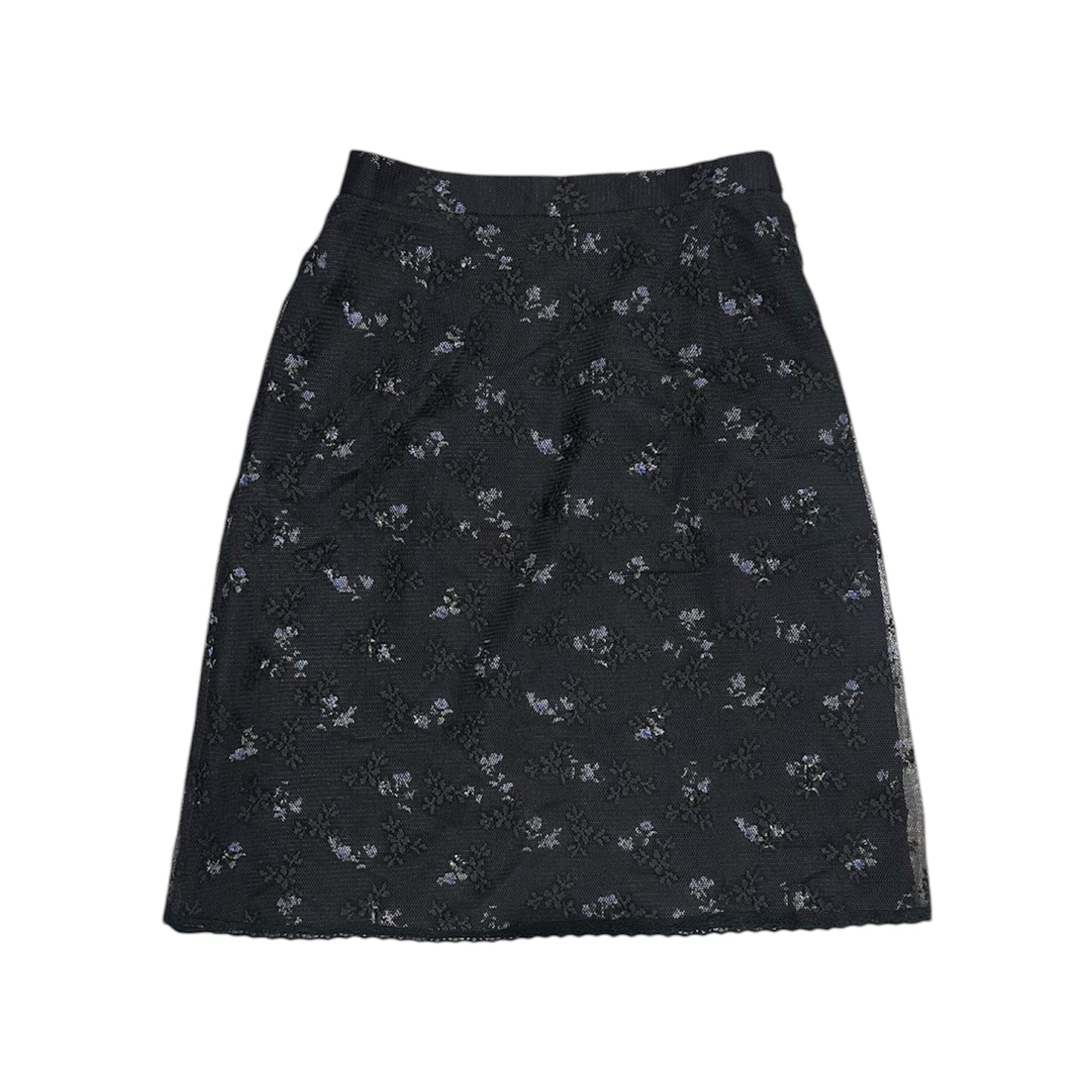 Layered Floral Mesh Midi Skirt
