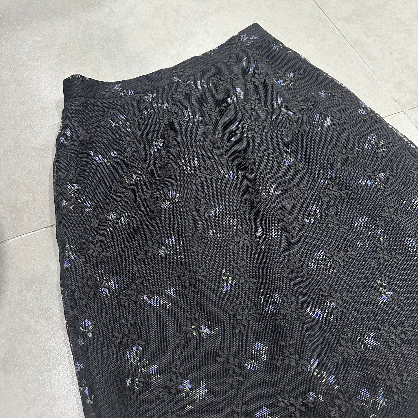 Layered Floral Mesh Midi Skirt