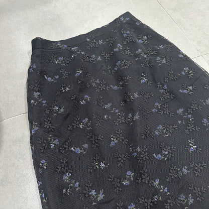 Layered Floral Mesh Midi Skirt