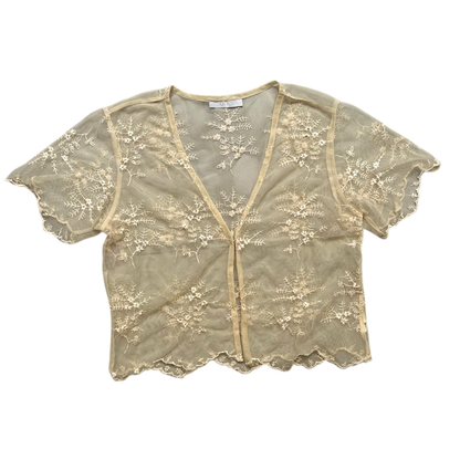 Floral Mesh Short Sleeves Cardigan