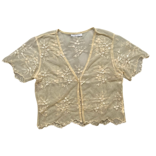 Floral Mesh Short Sleeves Cardigan