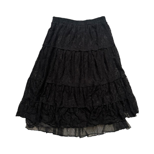 Floral Lace Layered Midi Skirt