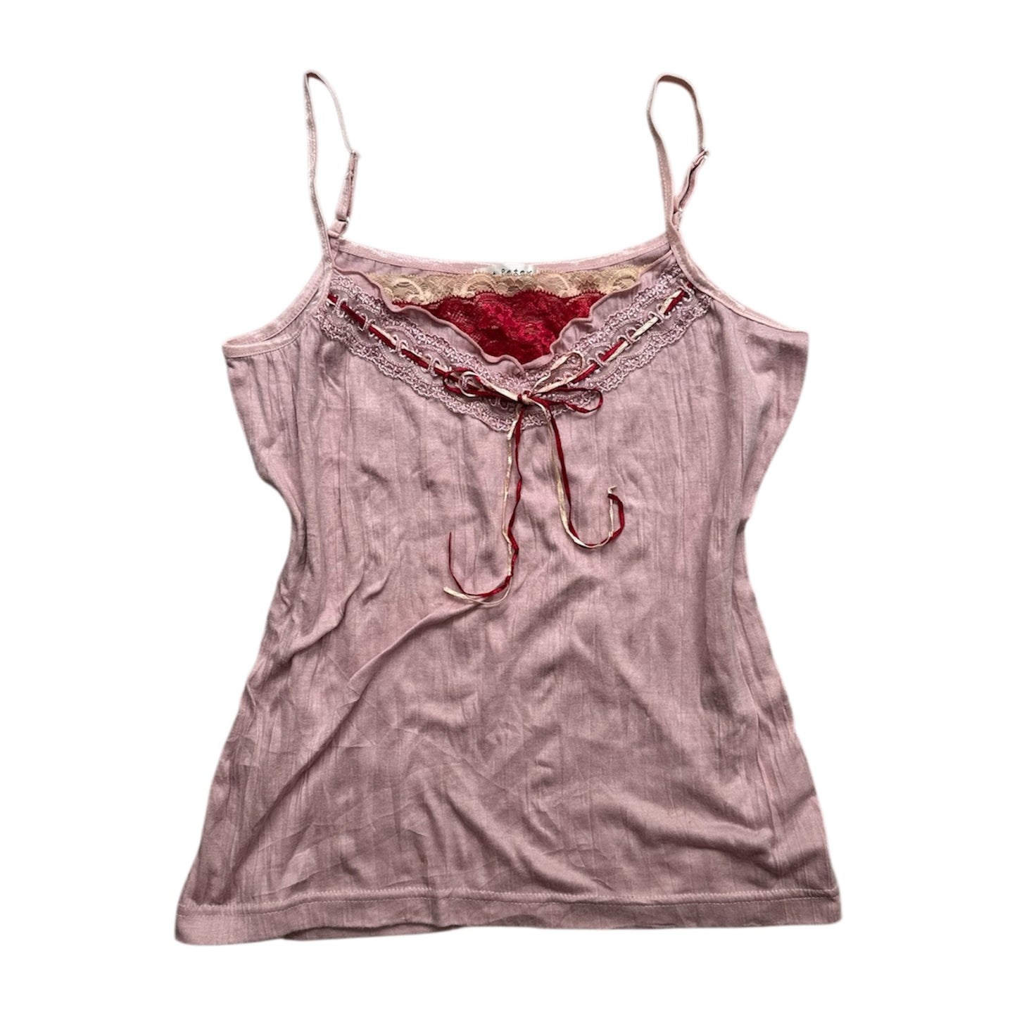 Lace Trim Ribbon Camisole