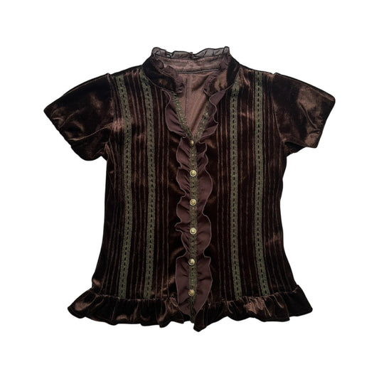 Velvet Bubble Sleeves Shirt