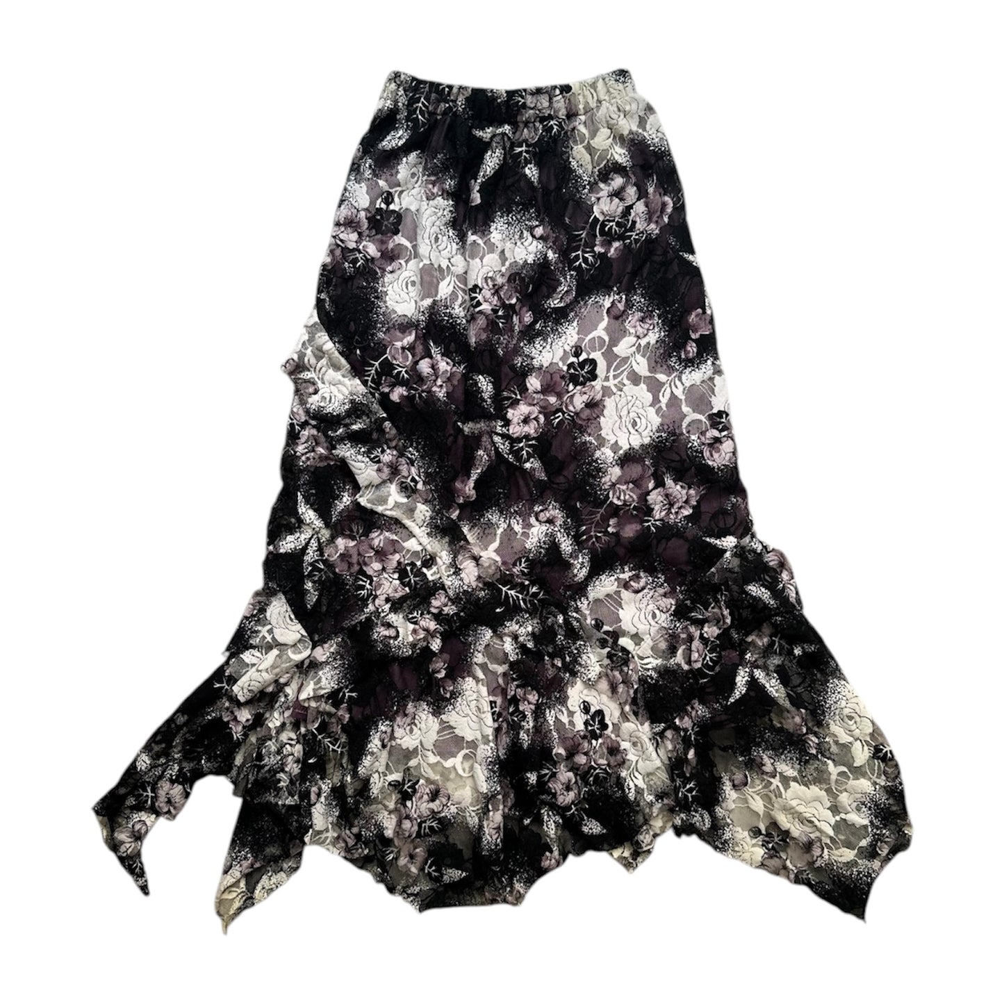 Layered Sheer Lace Maxi Skirt