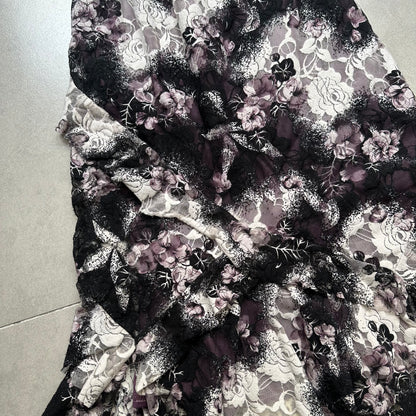 Layered Sheer Lace Maxi Skirt