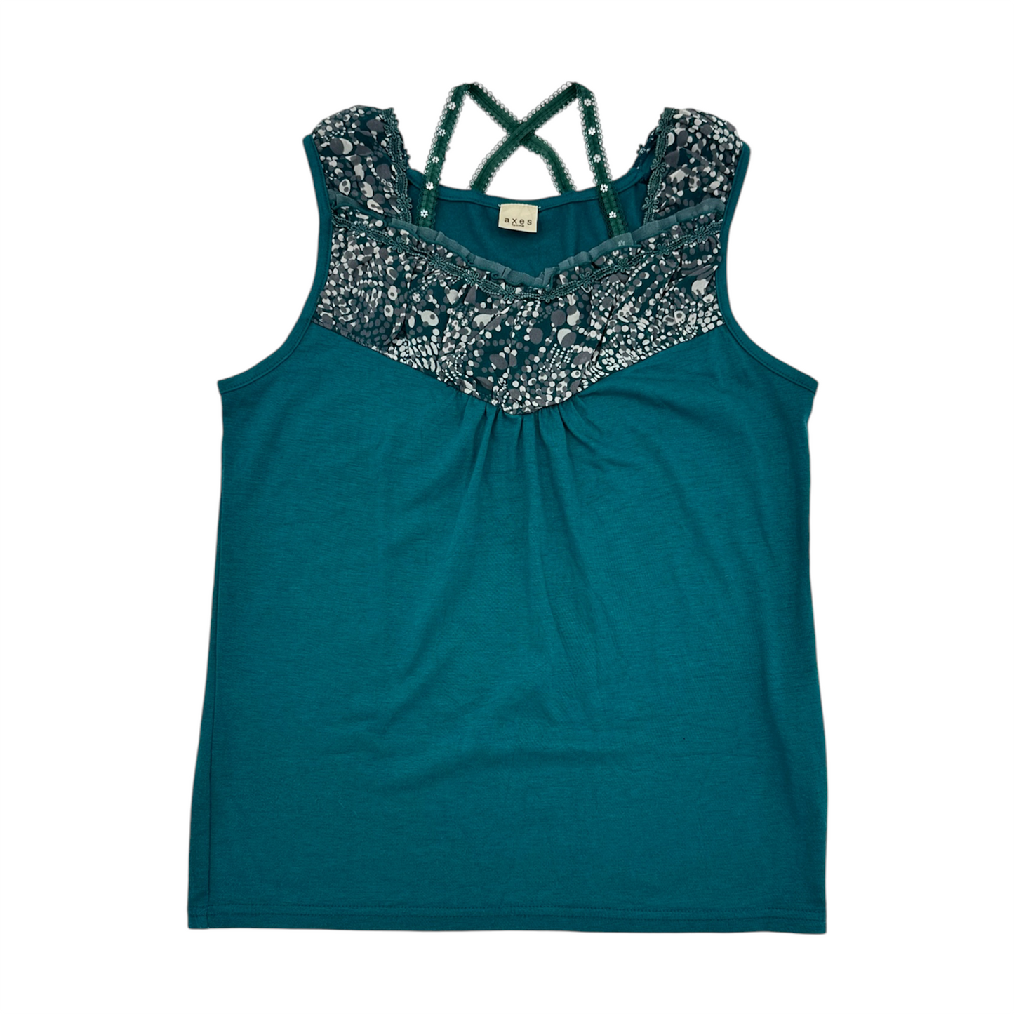Axes Femme Teal Floral Cross-back Tank Top
