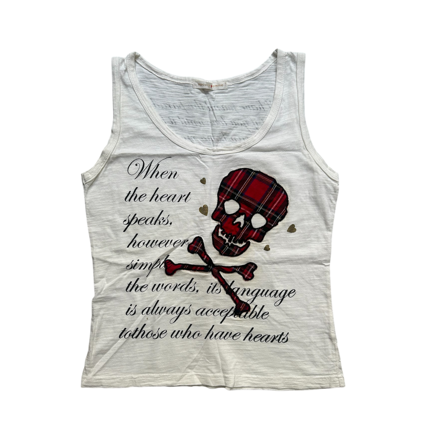 Skull in Red Check Tank Top