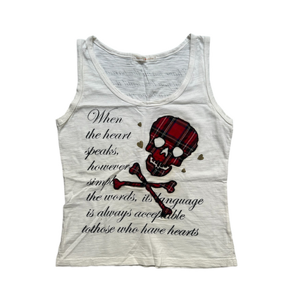 Skull in Red Check Tank Top