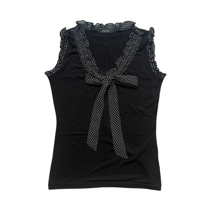 Polka Dot Ribbon Tie Bow Vest