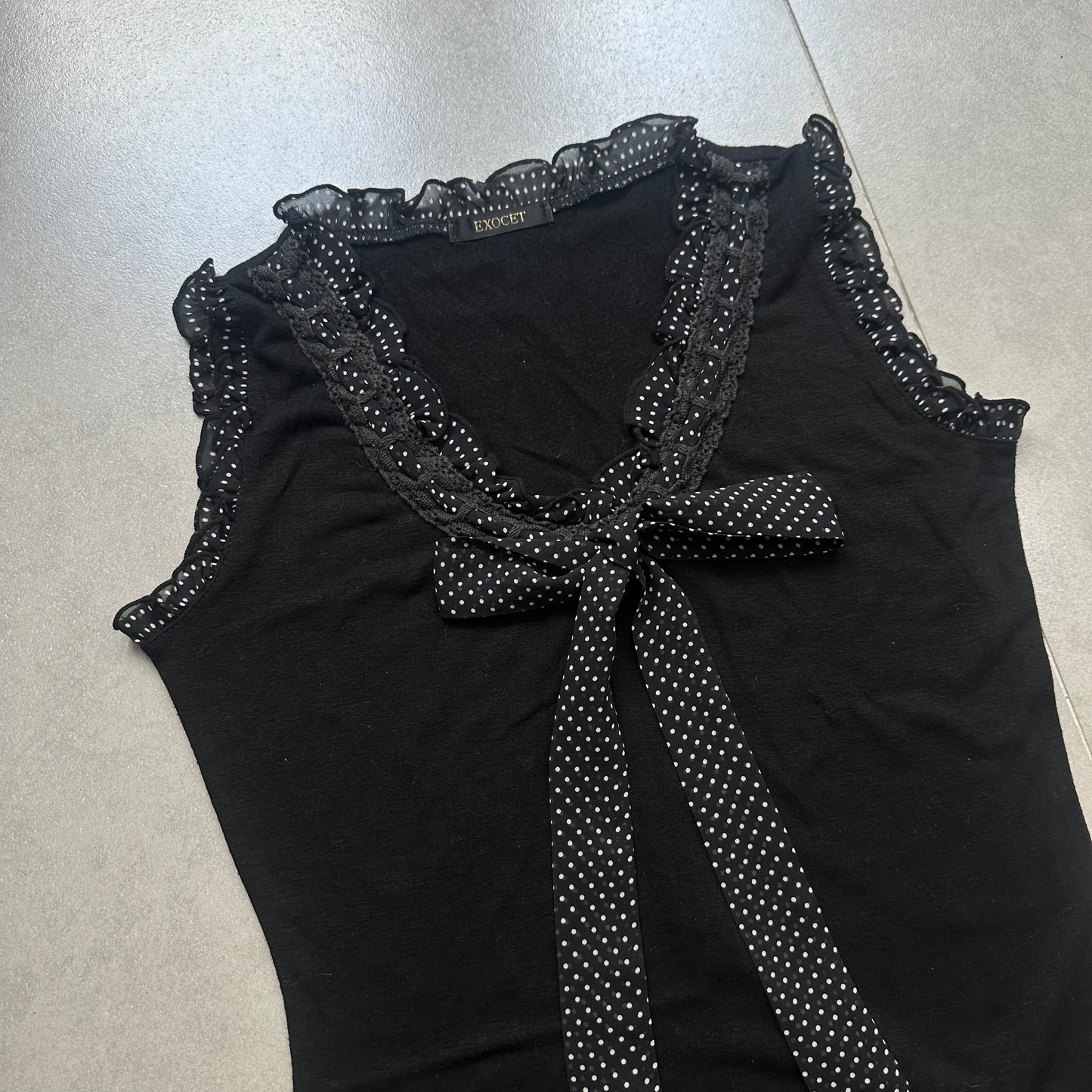 Polka Dot Ribbon Tie Bow Vest