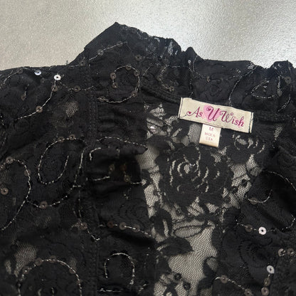 Beaded Mesh Crop Cardigan