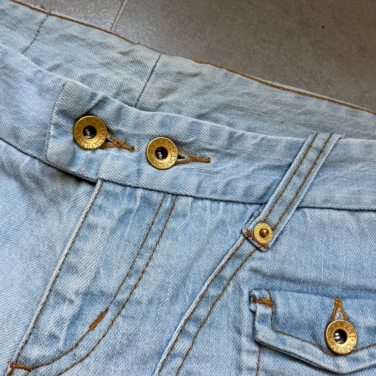 00s Armani Exchange Low Flared Light Wash Jeans Waist