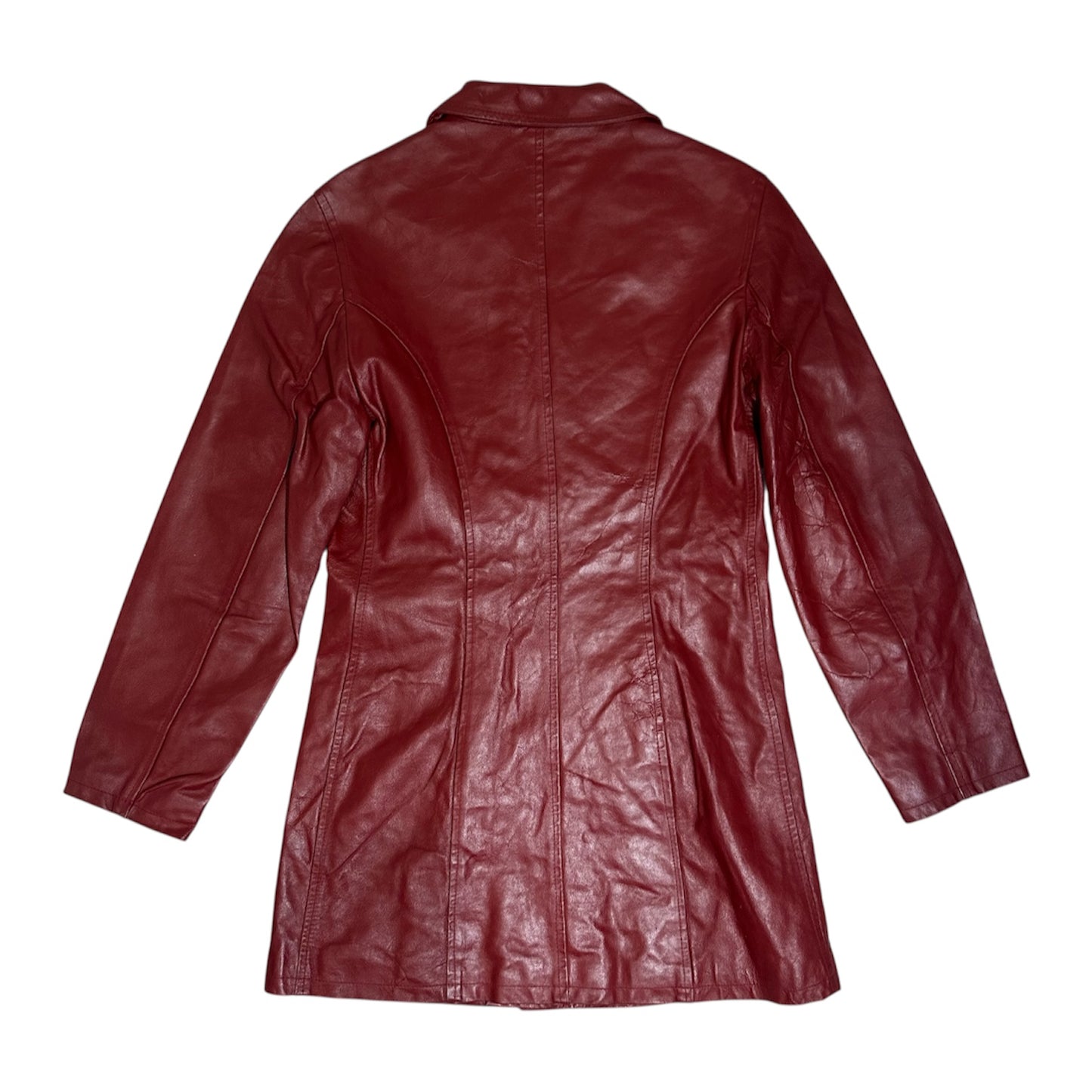 An'ge Collection Vintage Red Leather Trench Coat