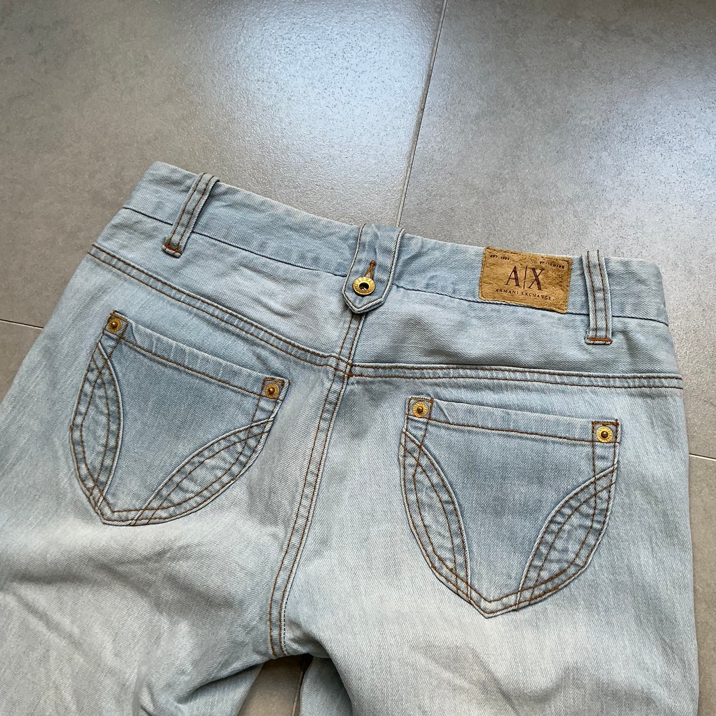 00s Armani Exchange Low Flared Light Wash Jeans Waist