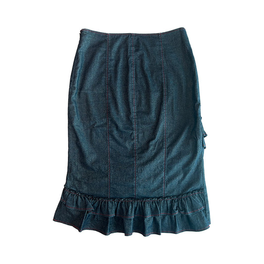 Flounced Denim Skirt