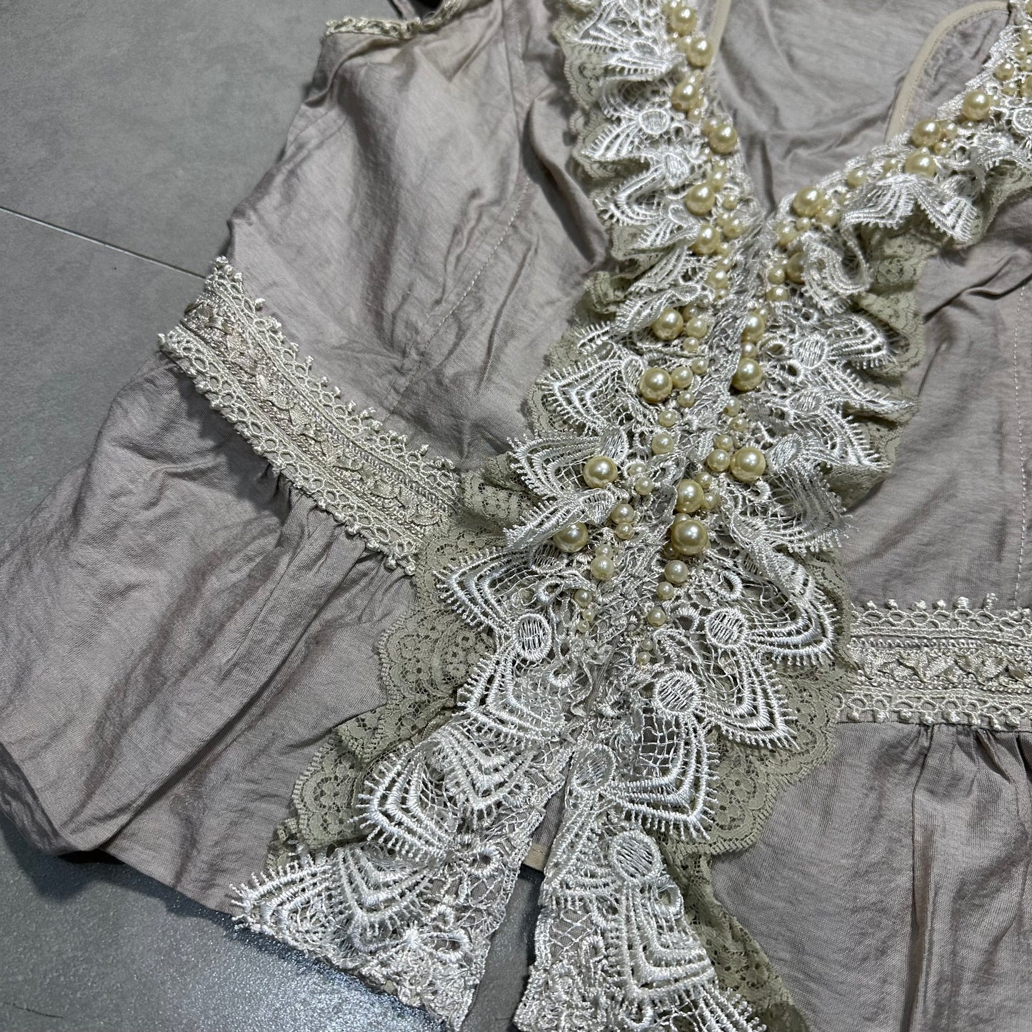 Pearl Lace Trim Cardigan