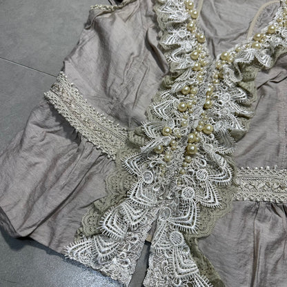 Pearl Lace Trim Cardigan