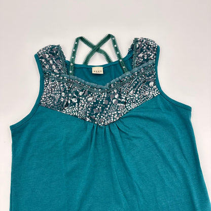 Axes Femme Teal Floral Cross-back Tank Top