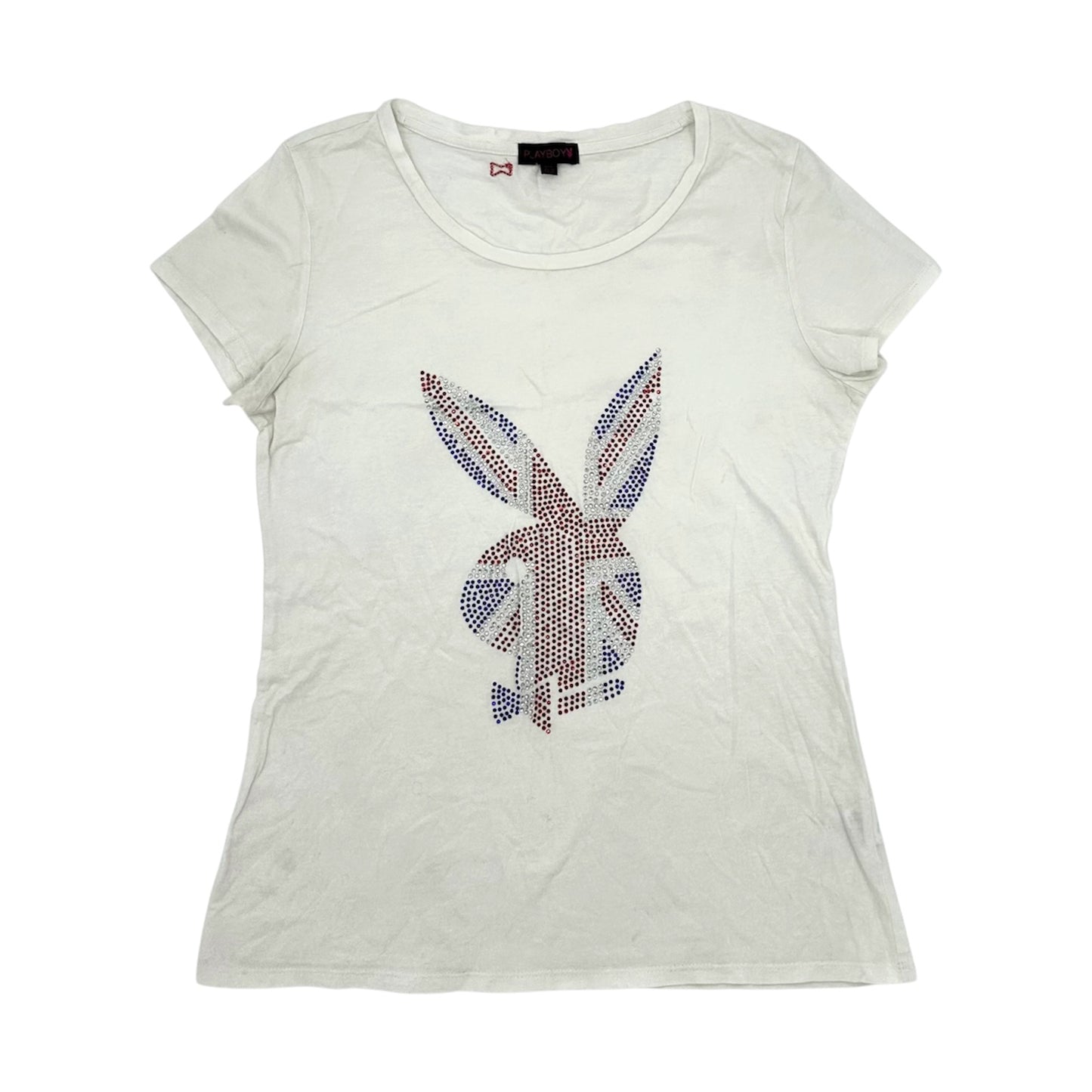 Playboy 00s UK Flag Rhinestone Bunny Top