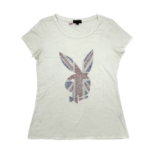 Playboy 00s UK Flag Rhinestone Bunny Top
