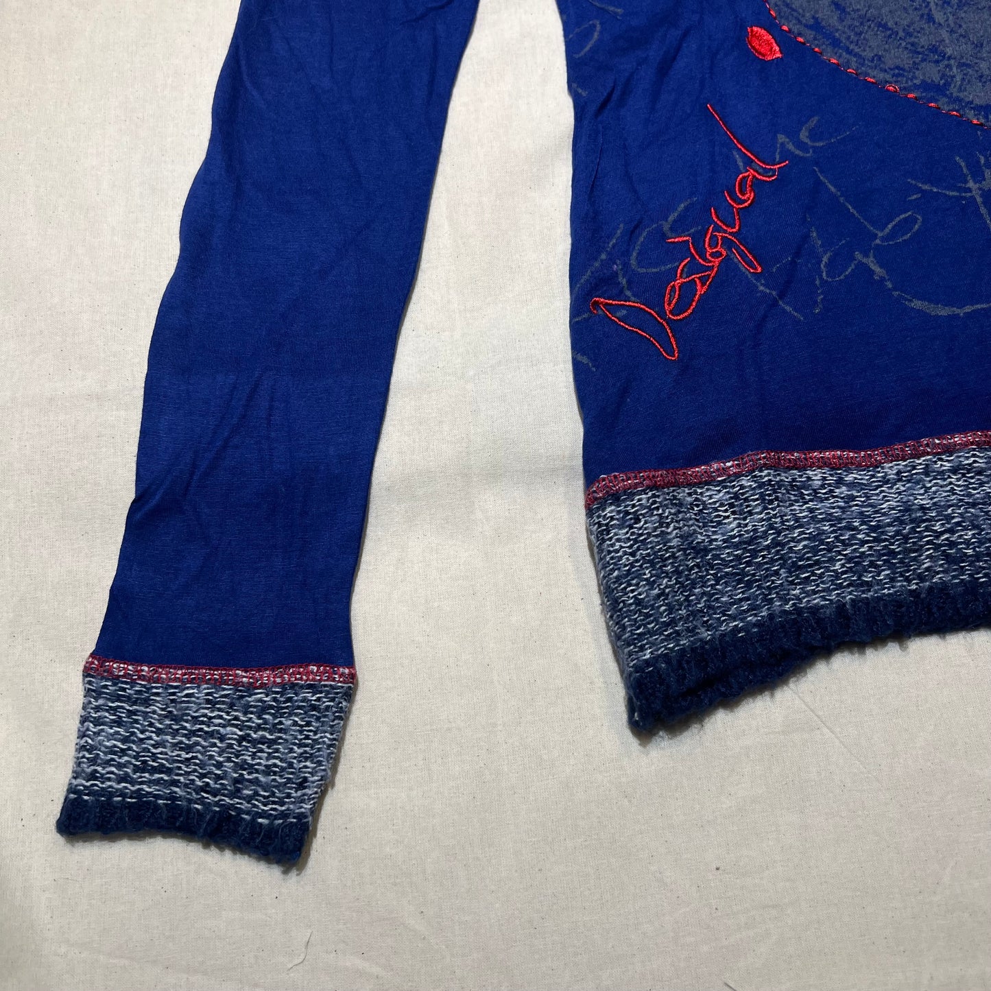 Desigual Knit Trim Graphic Long Sleeves Top
