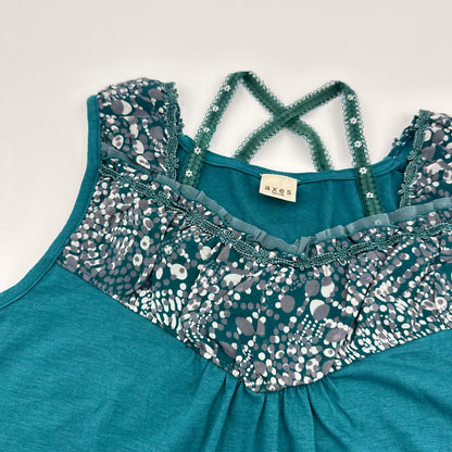 Axes Femme Teal Floral Cross-back Tank Top