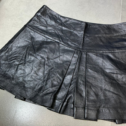 Leather A-line Mini Skirt