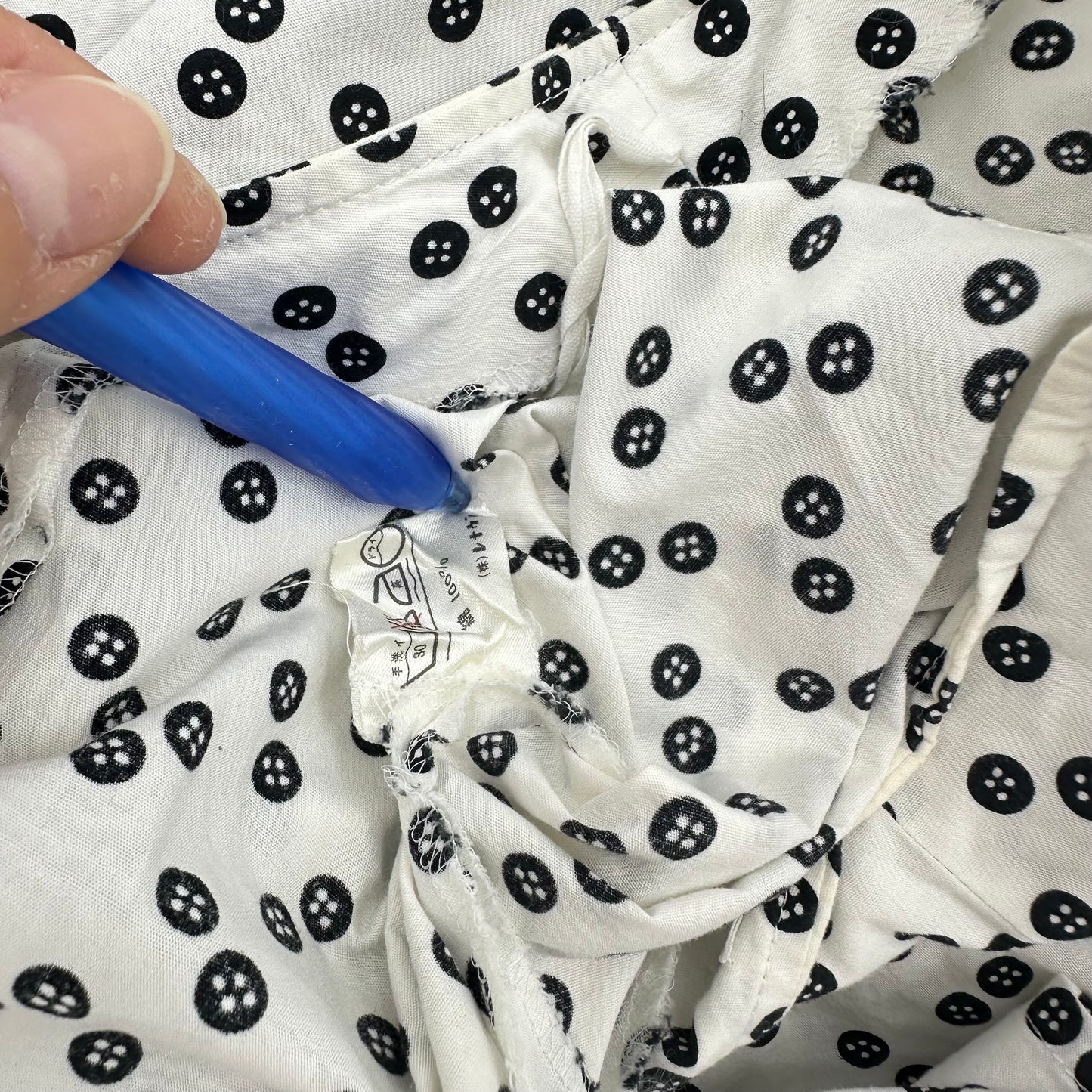 Button Graphic Polka Dot Skirt