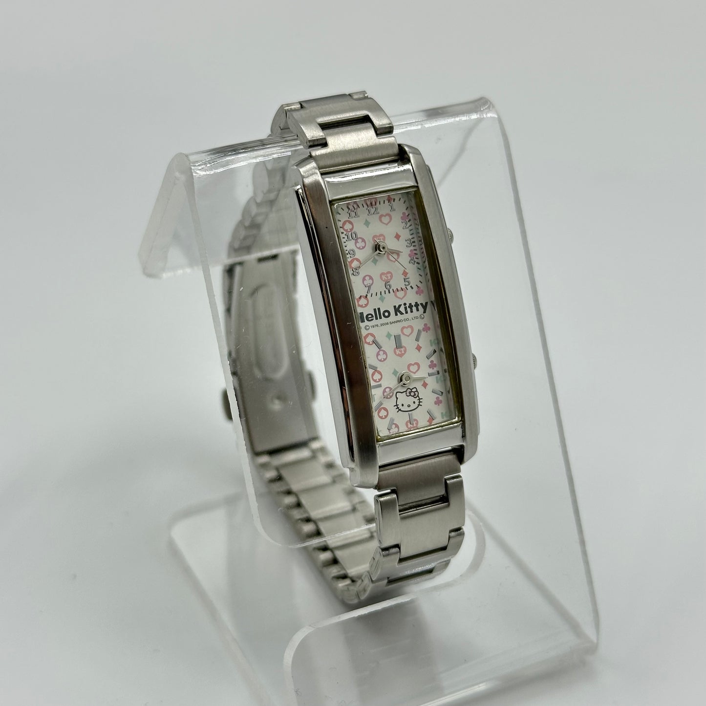 2006 Hello Kitty Rectangle Stainless Steel Bracelet Watch