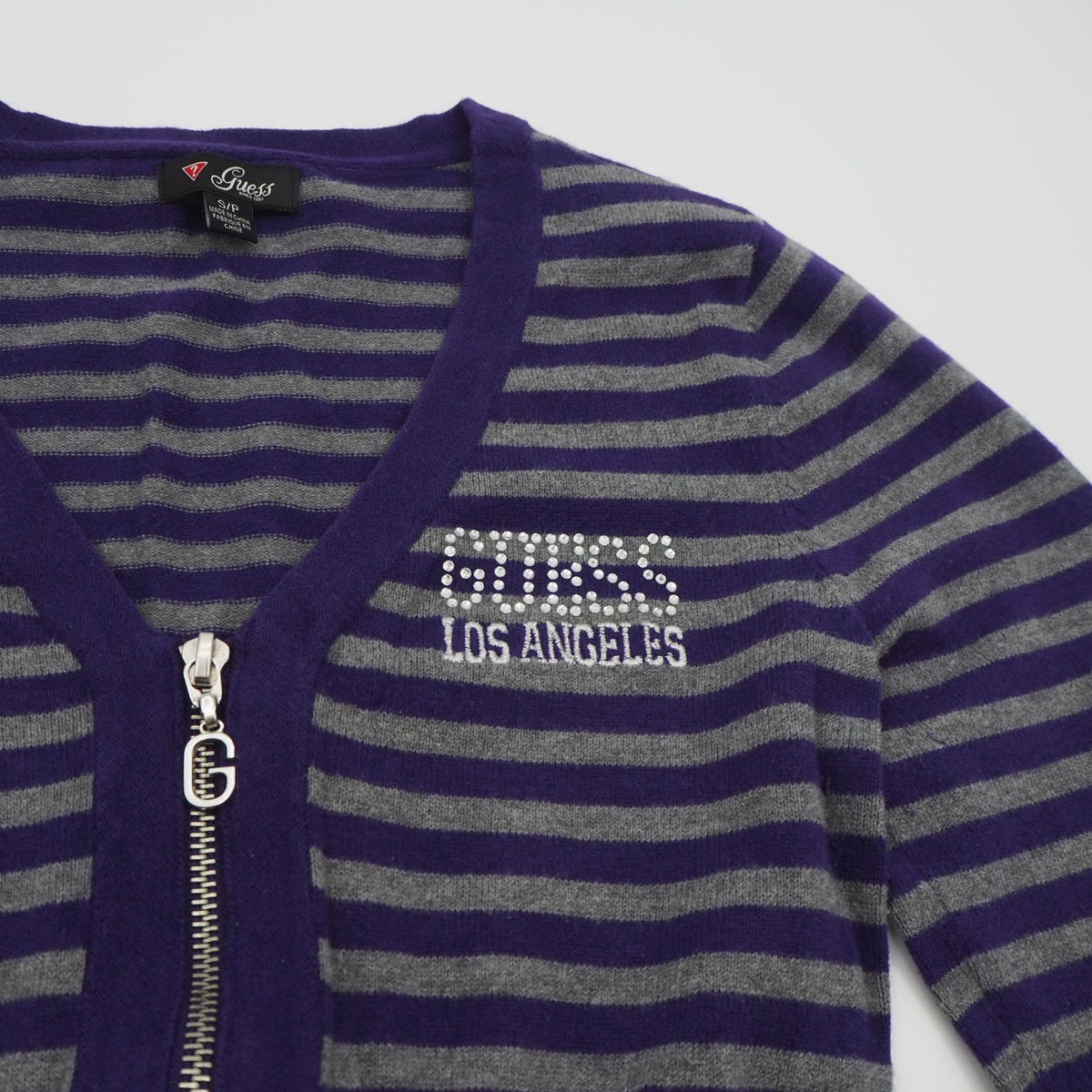 00s Guess Zip Up Striped Knit Jacket
