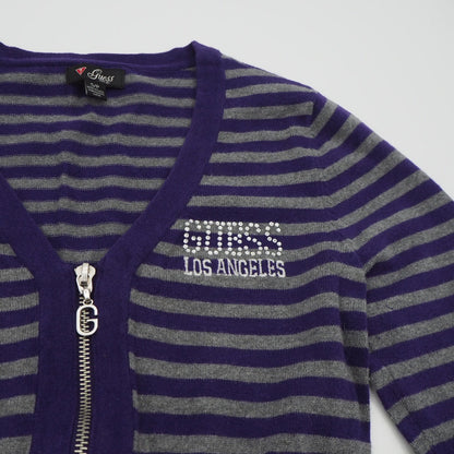 00s Guess Zip Up Striped Knit Jacket