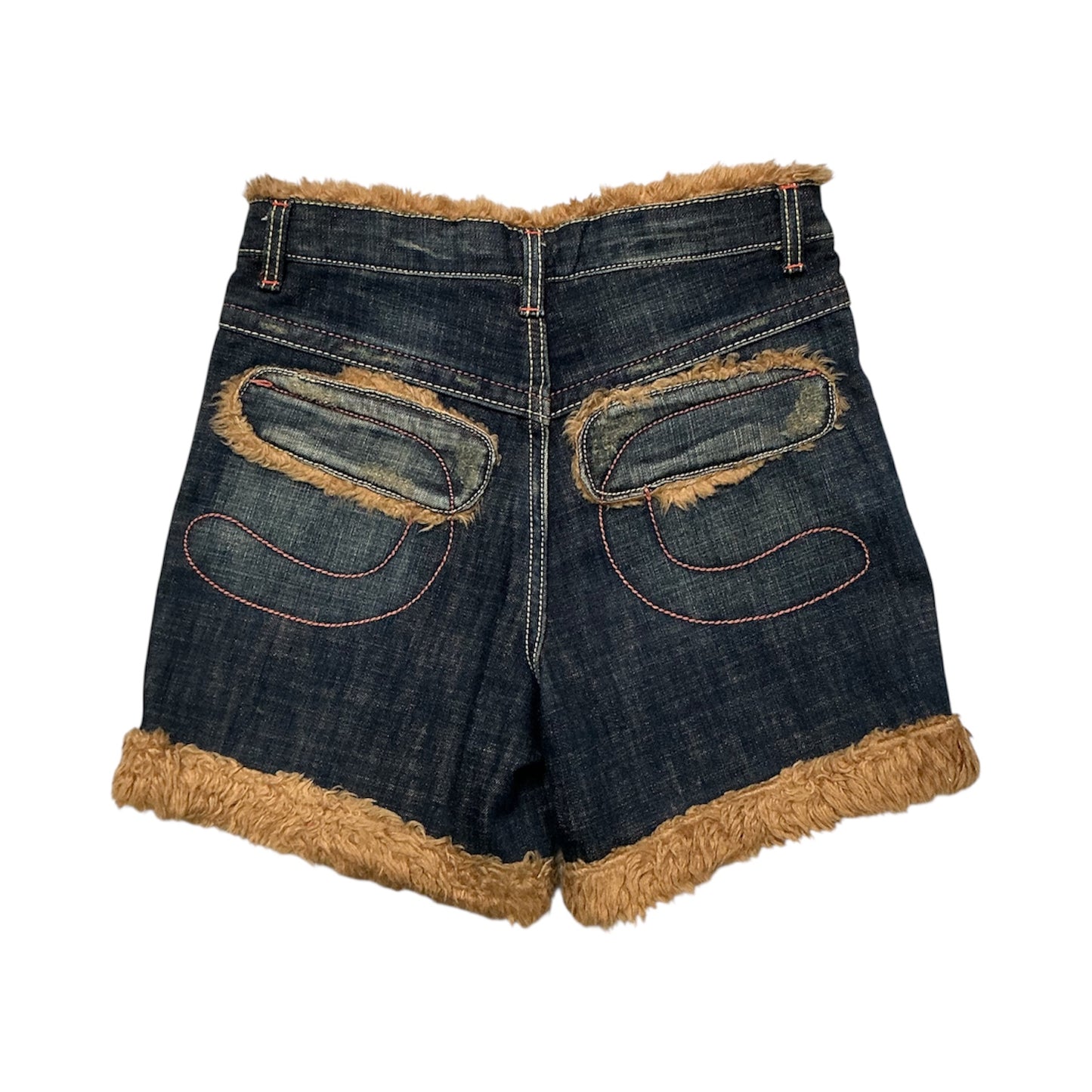 Fur Denim High Waist Short