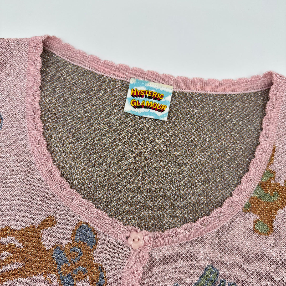 Hysteric Glamour Early 2000s Animal Worls Short Sleeves Knit Cardigan