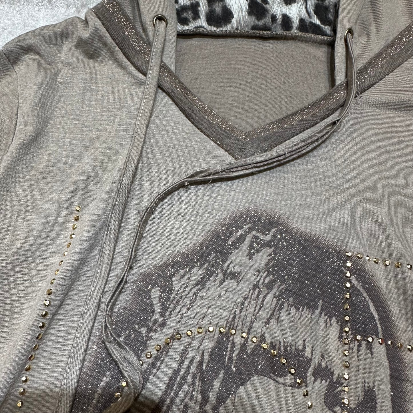 Beaded Graphic Hoodies Dress