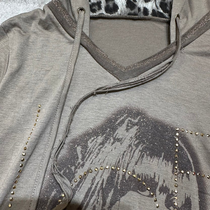 Beaded Graphic Hoodies Dress