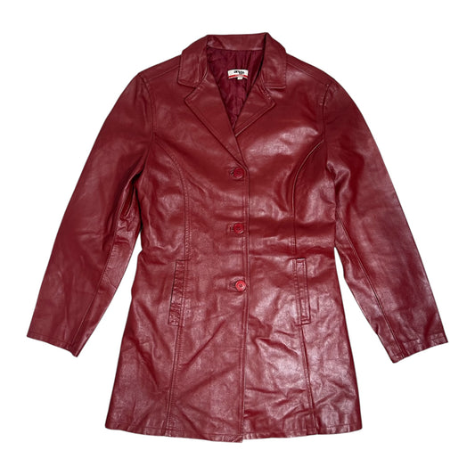 An'ge Collection Vintage Red Leather Trench Coat