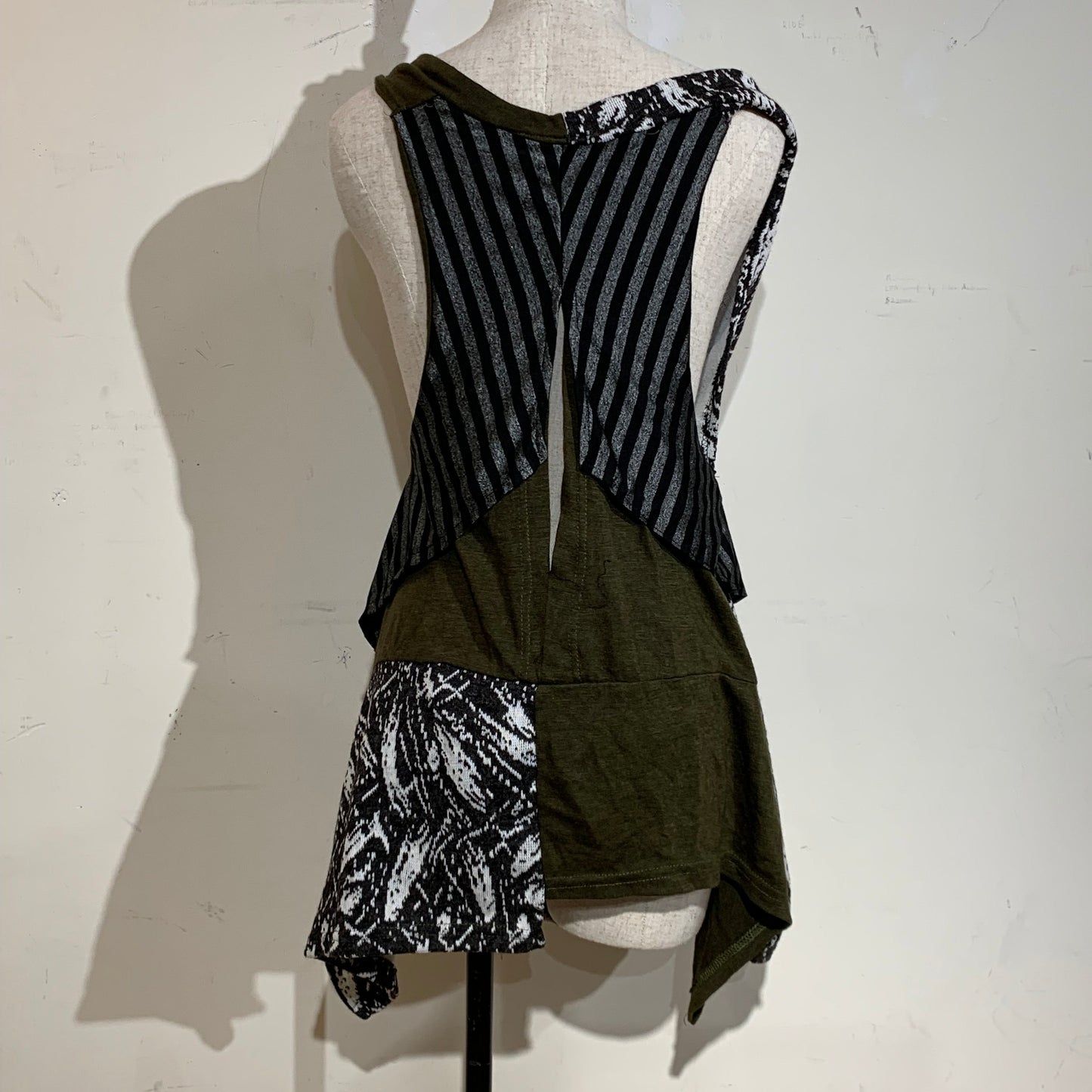 Asymmetrical Patchwork Print Sleeveless Top