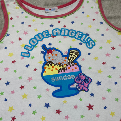 Angel Blue Embroidered Elephant & Sundae Top