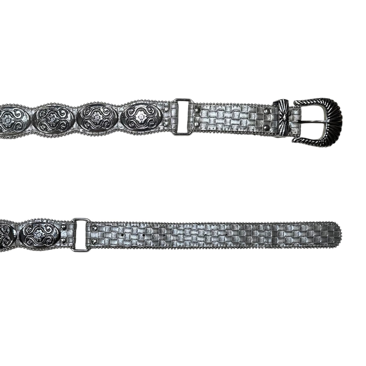 Oval Concho Belt with Woven Leather