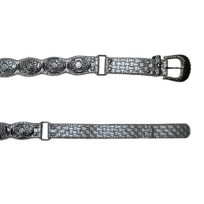 Oval Concho Belt with Woven Leather