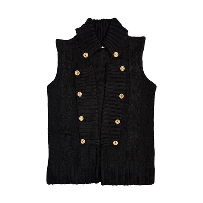 Button Up Knit Vest Cardigan