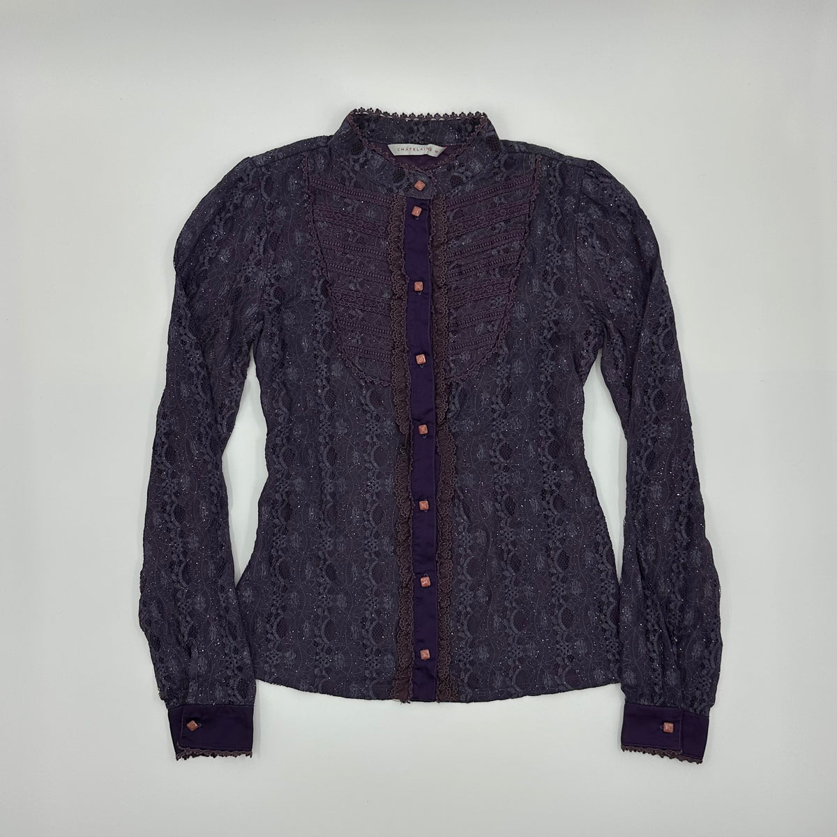 Glitter Lace Stands Collar Victoria shirt