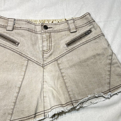 Asymmetrical Washed Denim Mini Skirt