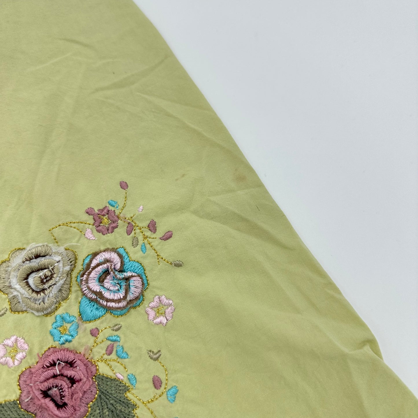 Lime Green Floral Emobroidered Midi Skirt