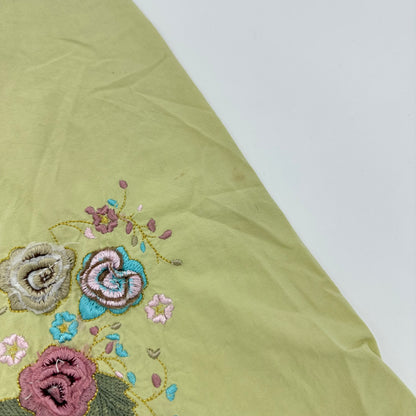 Lime Green Floral Emobroidered Midi Skirt