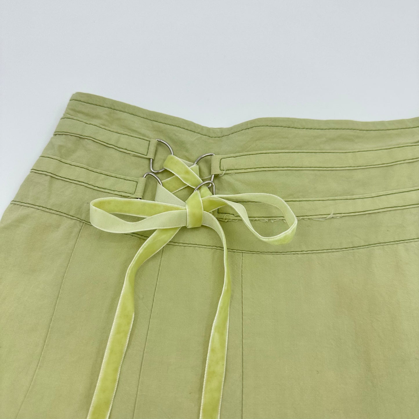 Lime Green Floral Emobroidered Midi Skirt