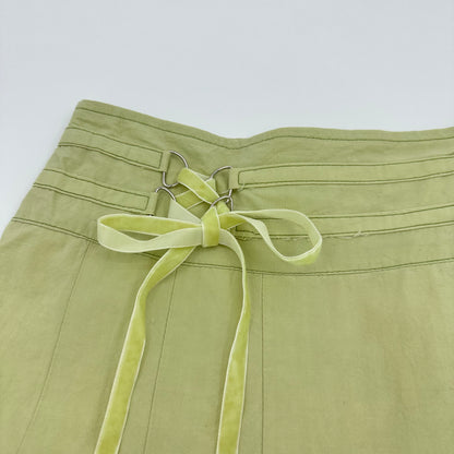 Lime Green Floral Emobroidered Midi Skirt